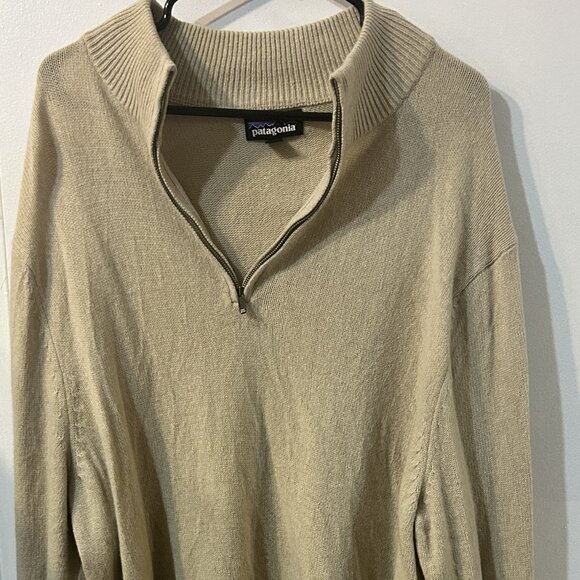 Patagonia Men's Beige Cashmere 1/4-Zip Sweater XXL BNWT brand new - Picture 1 of 6